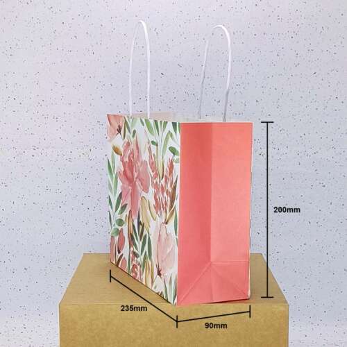 Floral Printed Thank You Paper Bag