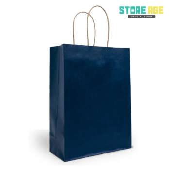 Blue colour Kraft Paper Bag with Twisted Handle L size in Malaysia