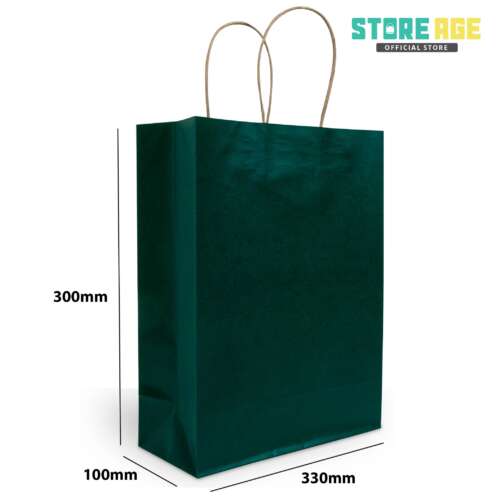 Green colour Kraft Paper Bag with Twisted Handle in malaysia
