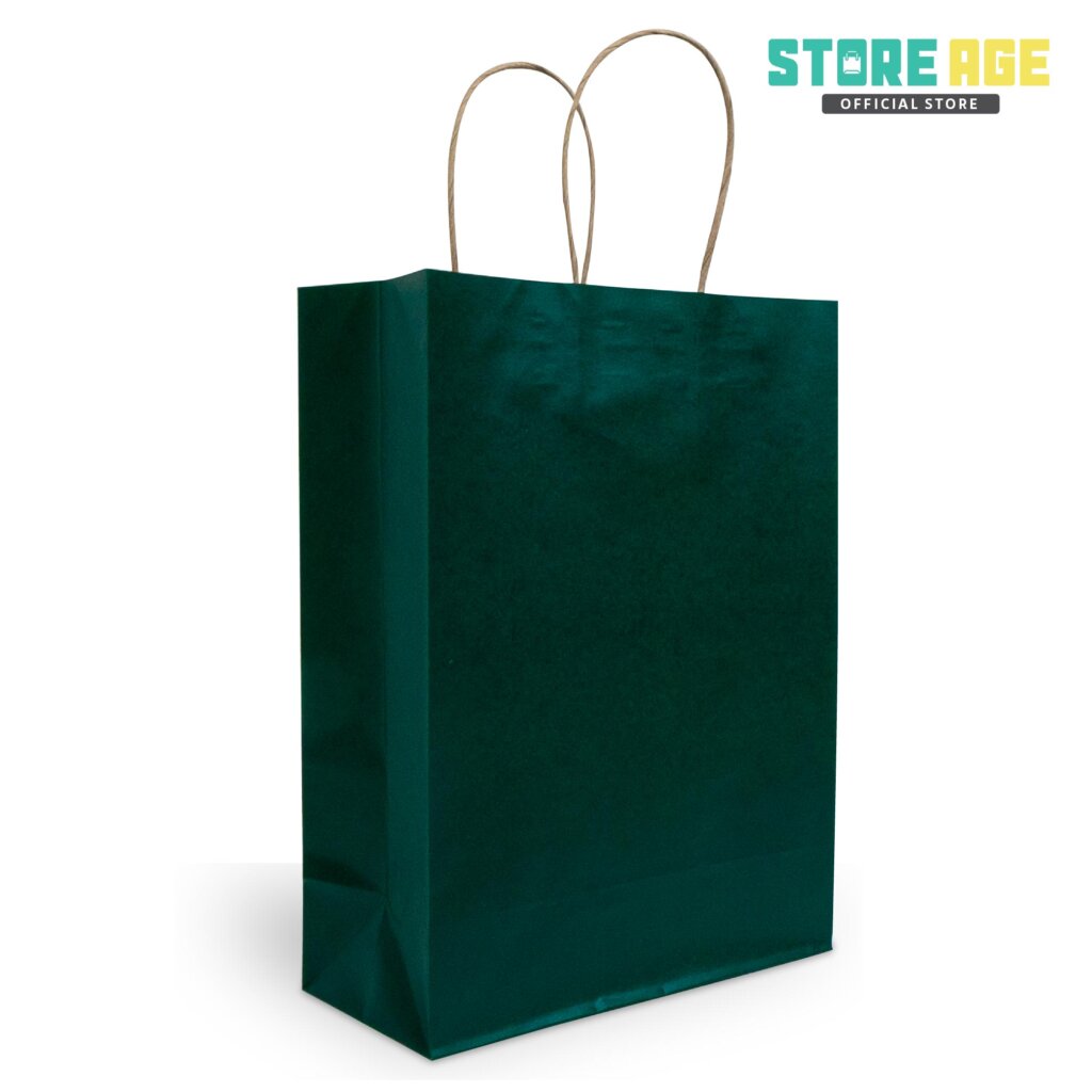 Green Kraft Paper Bag with Twisted Handle [M Size] » Store Age